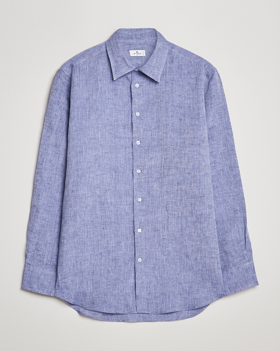 Herre | Skjorter | Etro | Linen Sport Shirt Dark Blue