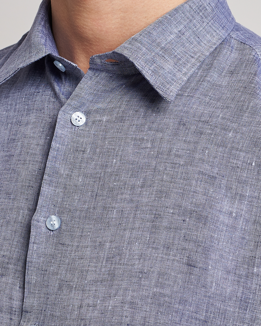 Herre | Skjorter | Etro | Linen Sport Shirt Dark Blue