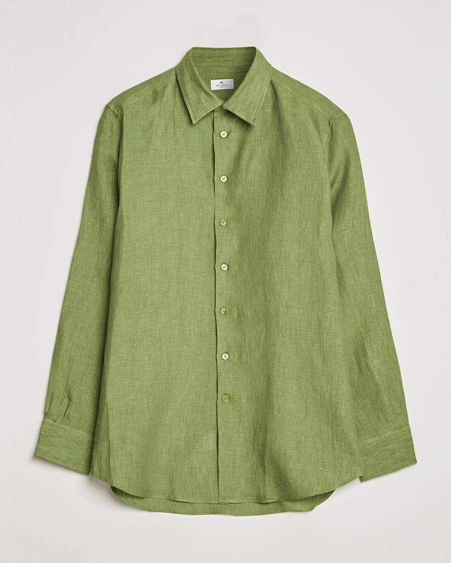 Herre | Skjorter | Etro | Linen Sport Shirt Green
