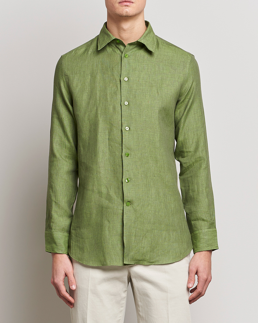 Herre | Etro | Etro | Linen Sport Shirt Green