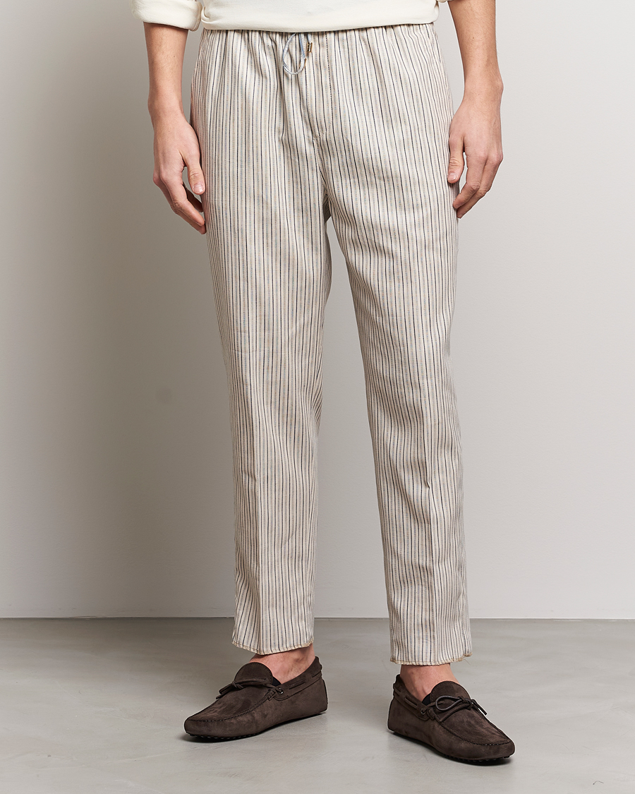 Herre | Drawstringbukser  | Etro | Hickory Stripe Casual Trousers Off White