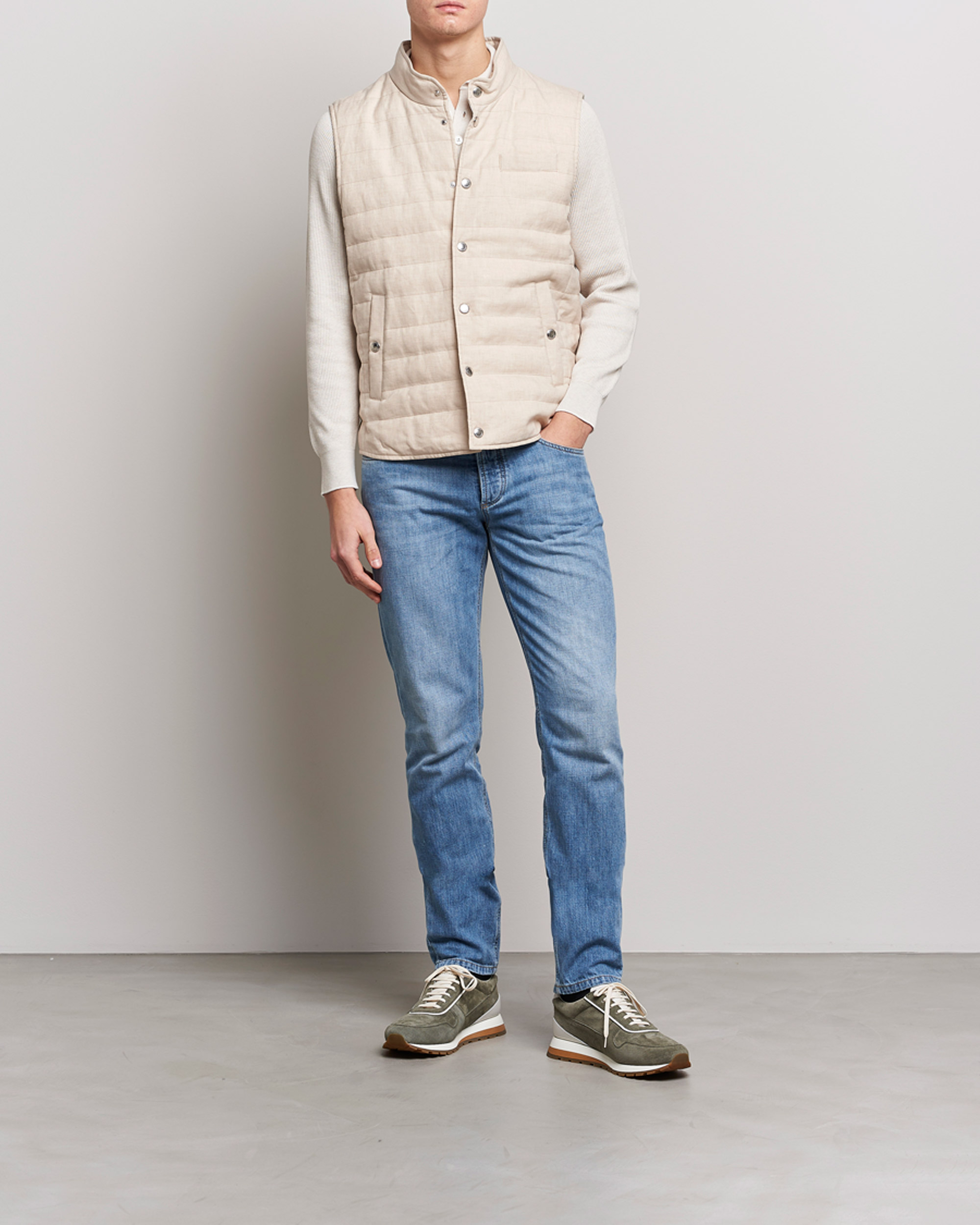 Herre | Veste | Brunello Cucinelli | Cotton/Linen Gilet Light Beige