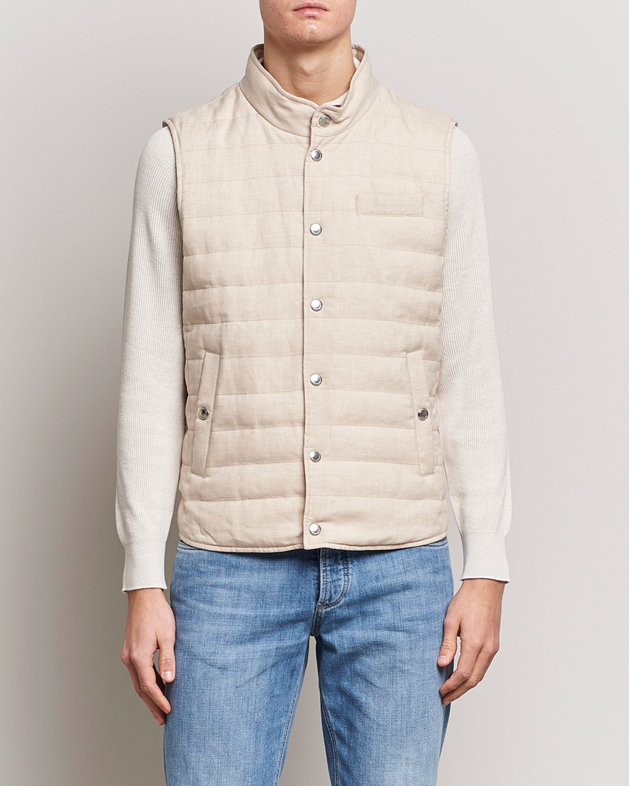 Herre | Veste | Brunello Cucinelli | Cotton/Linen Gilet Light Beige
