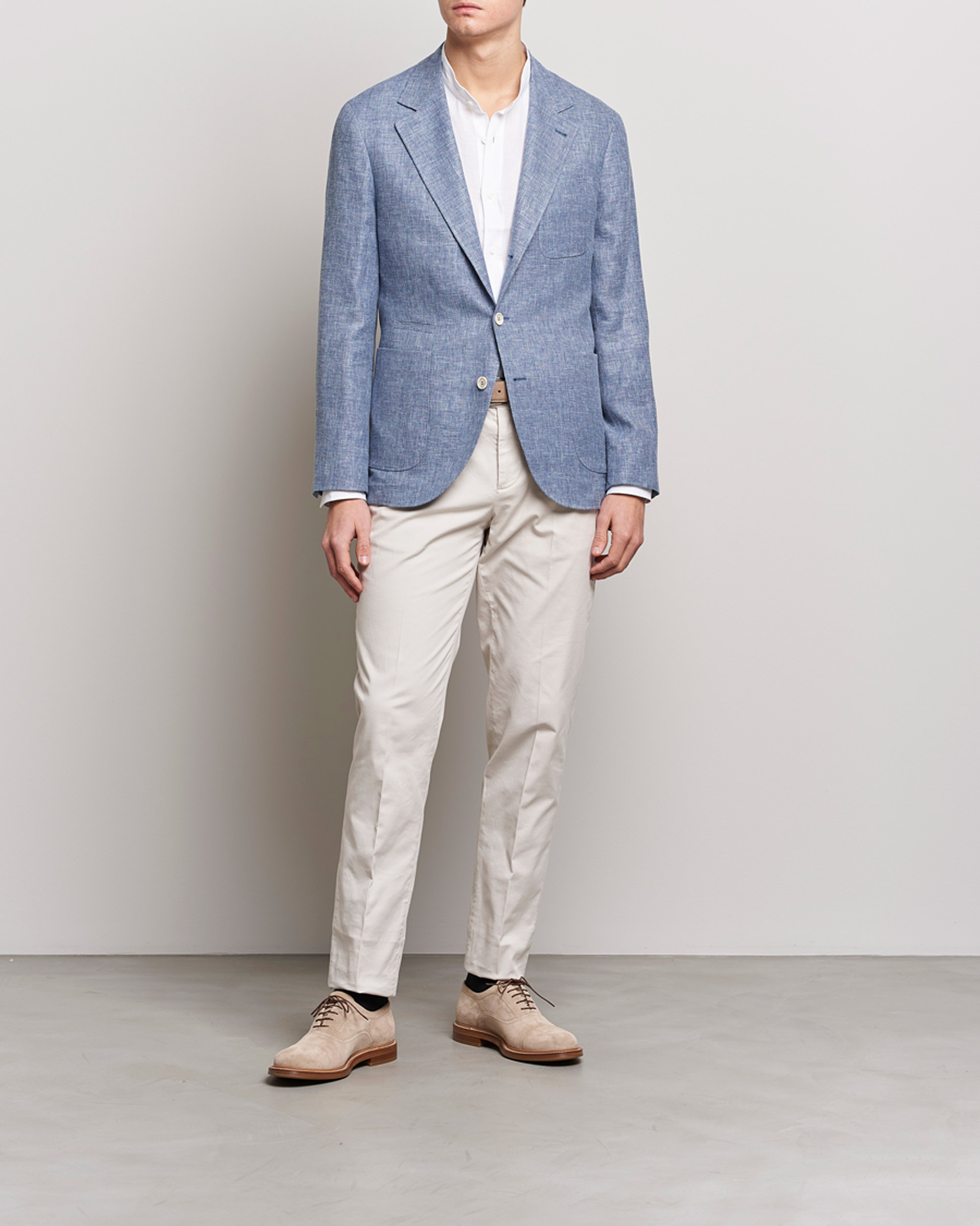 Herre | Blazere & jakker | Brunello Cucinelli | Micro Chevron Linen Blazer Indigo Blue