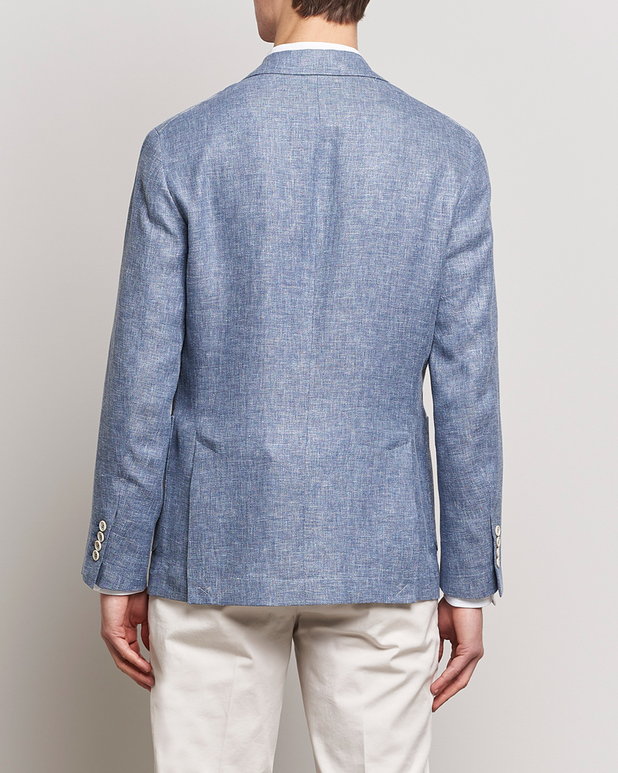 Herre | Blazere & jakker | Brunello Cucinelli | Micro Chevron Linen Blazer Indigo Blue
