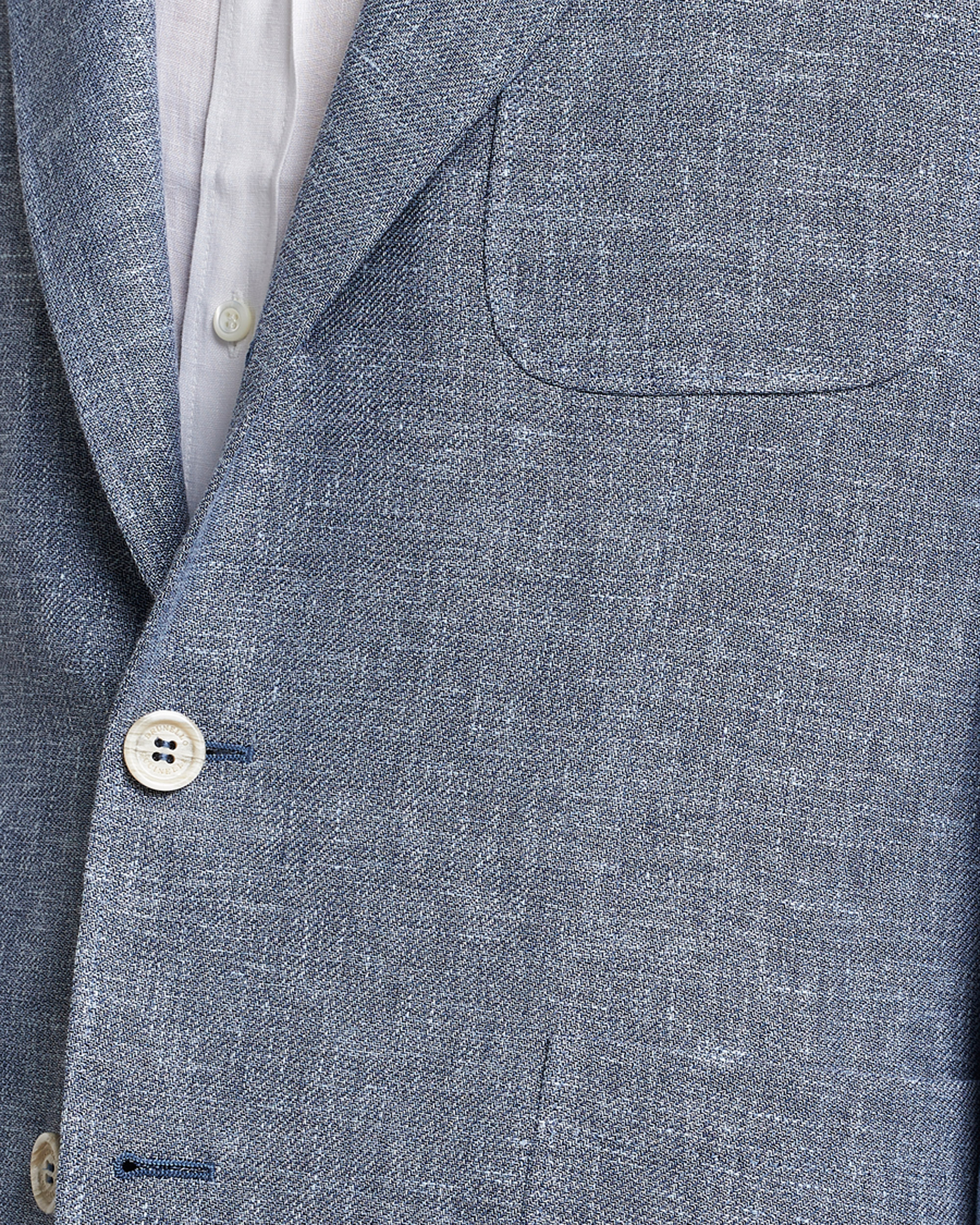 Herre | Blazere & jakker | Brunello Cucinelli | Micro Chevron Linen Blazer Indigo Blue