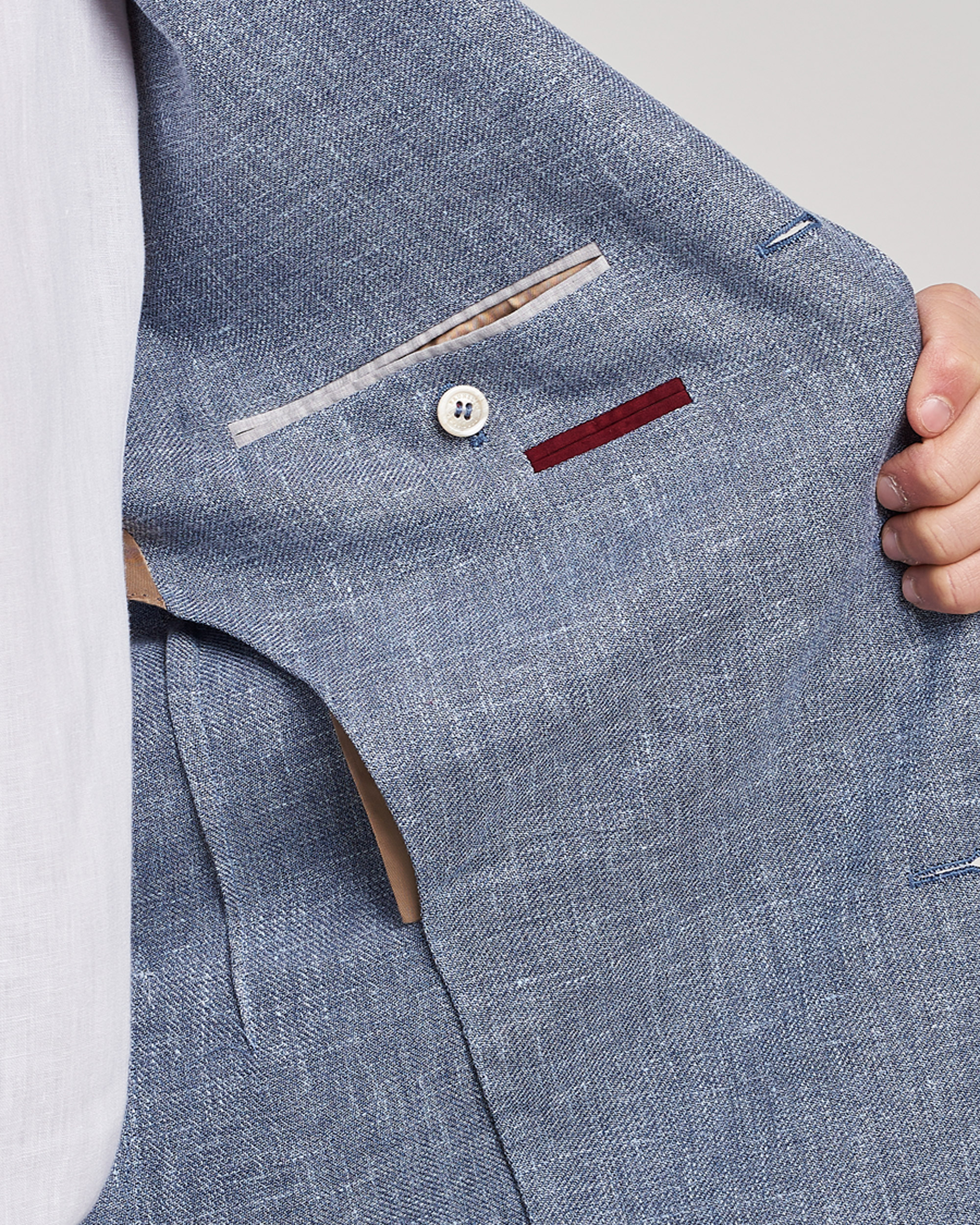 Herre | Blazere & jakker | Brunello Cucinelli | Micro Chevron Linen Blazer Indigo Blue
