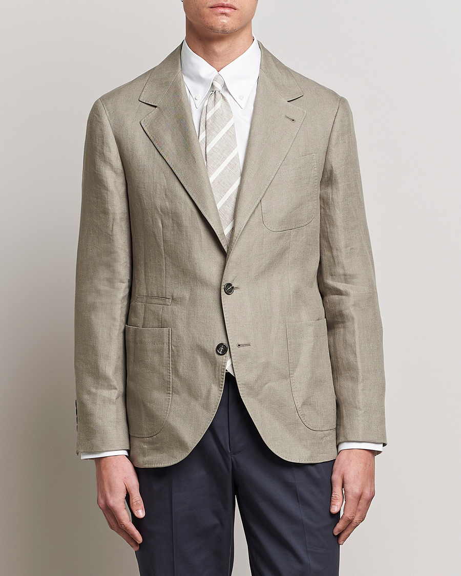 Herre | Hørblazer | Brunello Cucinelli | Linen Blazer Olive