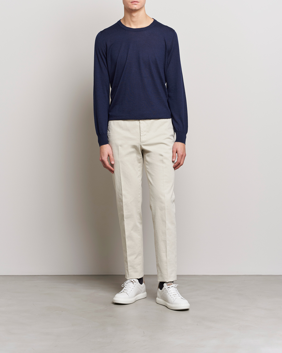 Herre | Trøjer | Brunello Cucinelli | Cashmere/Wool Crew Neck Sweater Navy