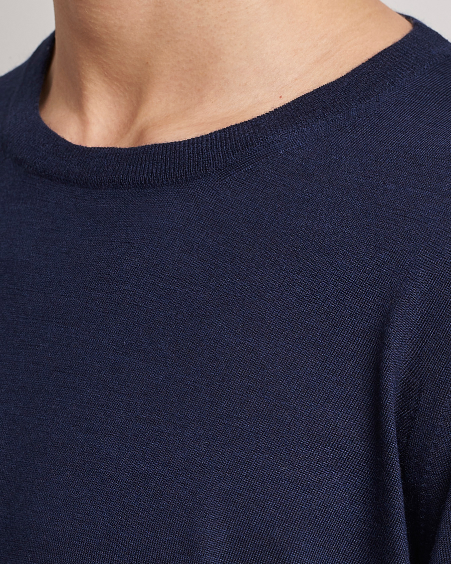 Herre | Trøjer | Brunello Cucinelli | Cashmere/Wool Crew Neck Sweater Navy