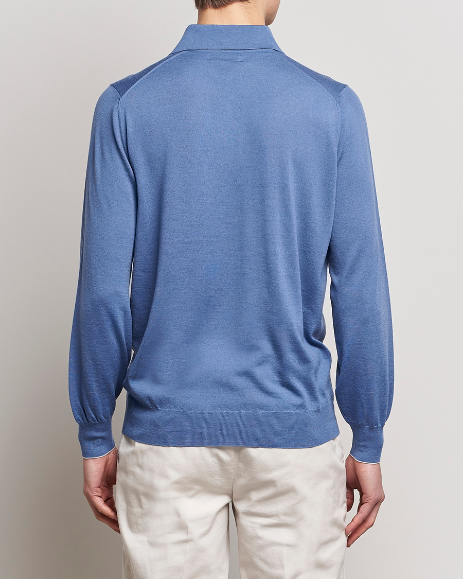 Herre | Trøjer | Brunello Cucinelli | Cashmere/Wool Knitted Polo Oxford Blue