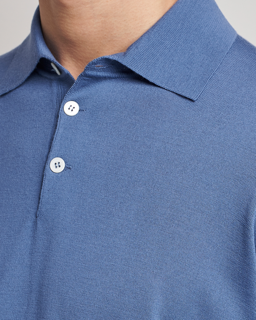 Herre | Trøjer | Brunello Cucinelli | Cashmere/Wool Knitted Polo Oxford Blue