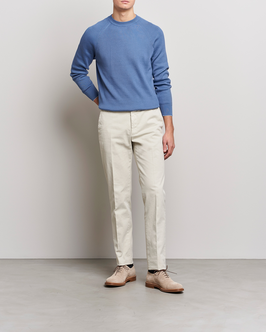Herre | Trøjer | Brunello Cucinelli | Rib Stitch Crew Neck Sweater Oxford Blue
