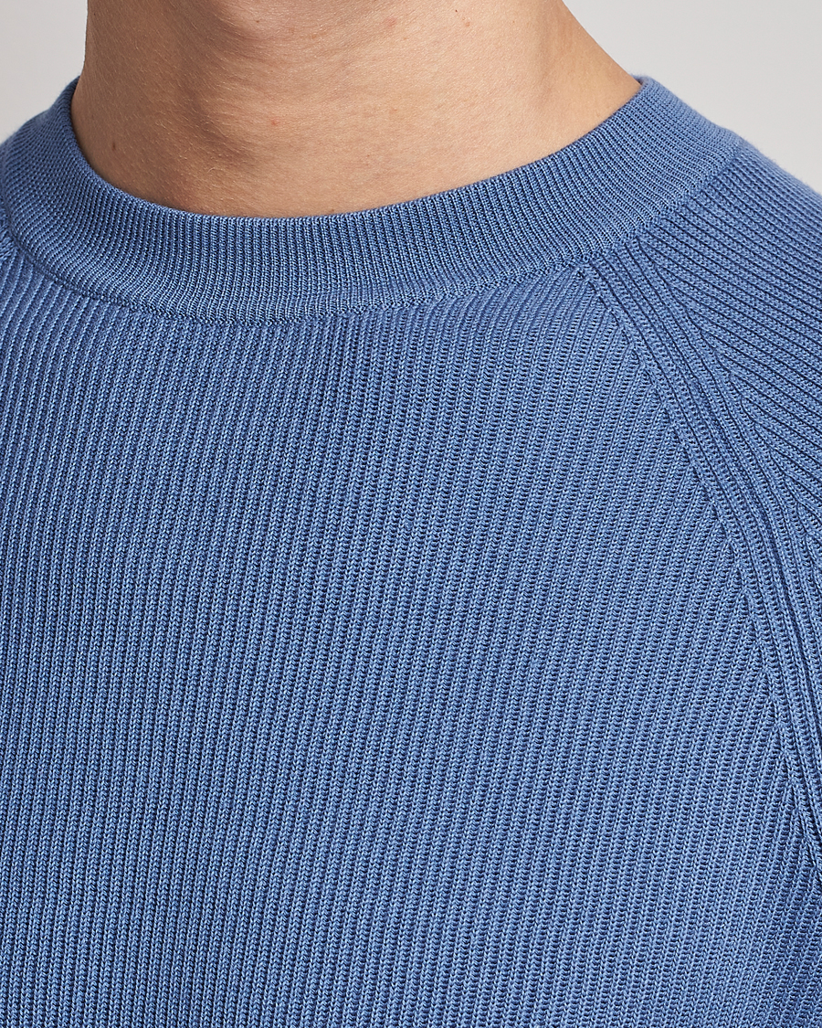 Herre | Trøjer | Brunello Cucinelli | Rib Stitch Crew Neck Sweater Oxford Blue