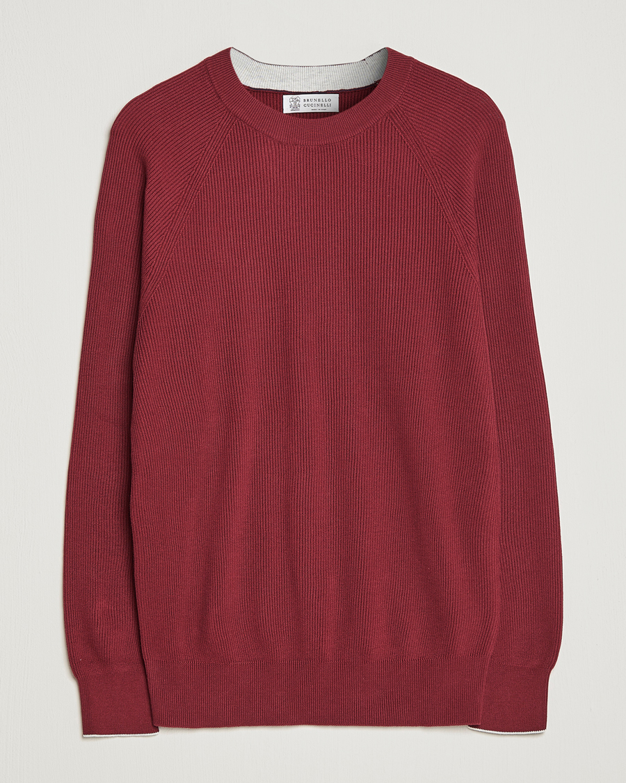 Herre | Trøjer | Brunello Cucinelli | Rib Stitch Crew Neck Sweater Burgundy