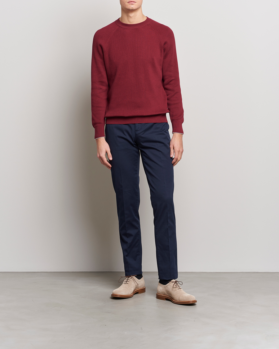 Herre | Trøjer | Brunello Cucinelli | Rib Stitch Crew Neck Sweater Burgundy