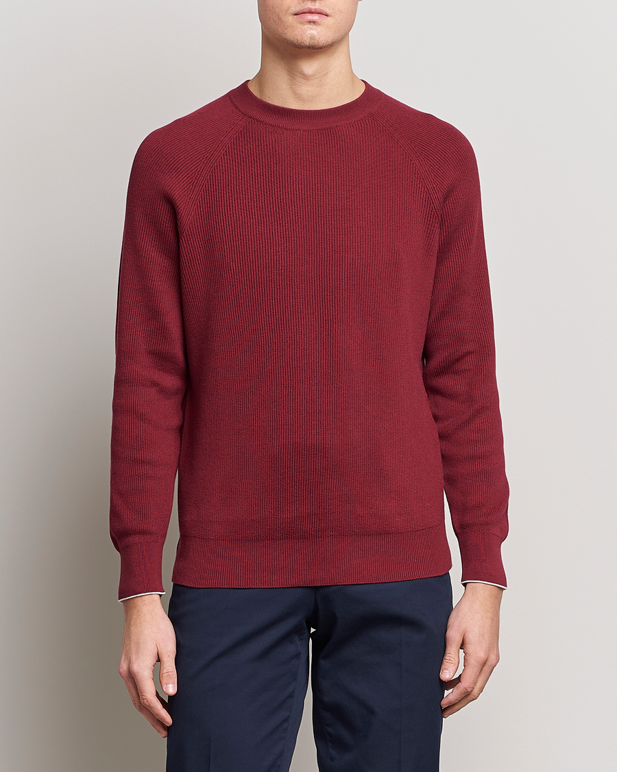 Herre | Trøjer | Brunello Cucinelli | Rib Stitch Crew Neck Sweater Burgundy