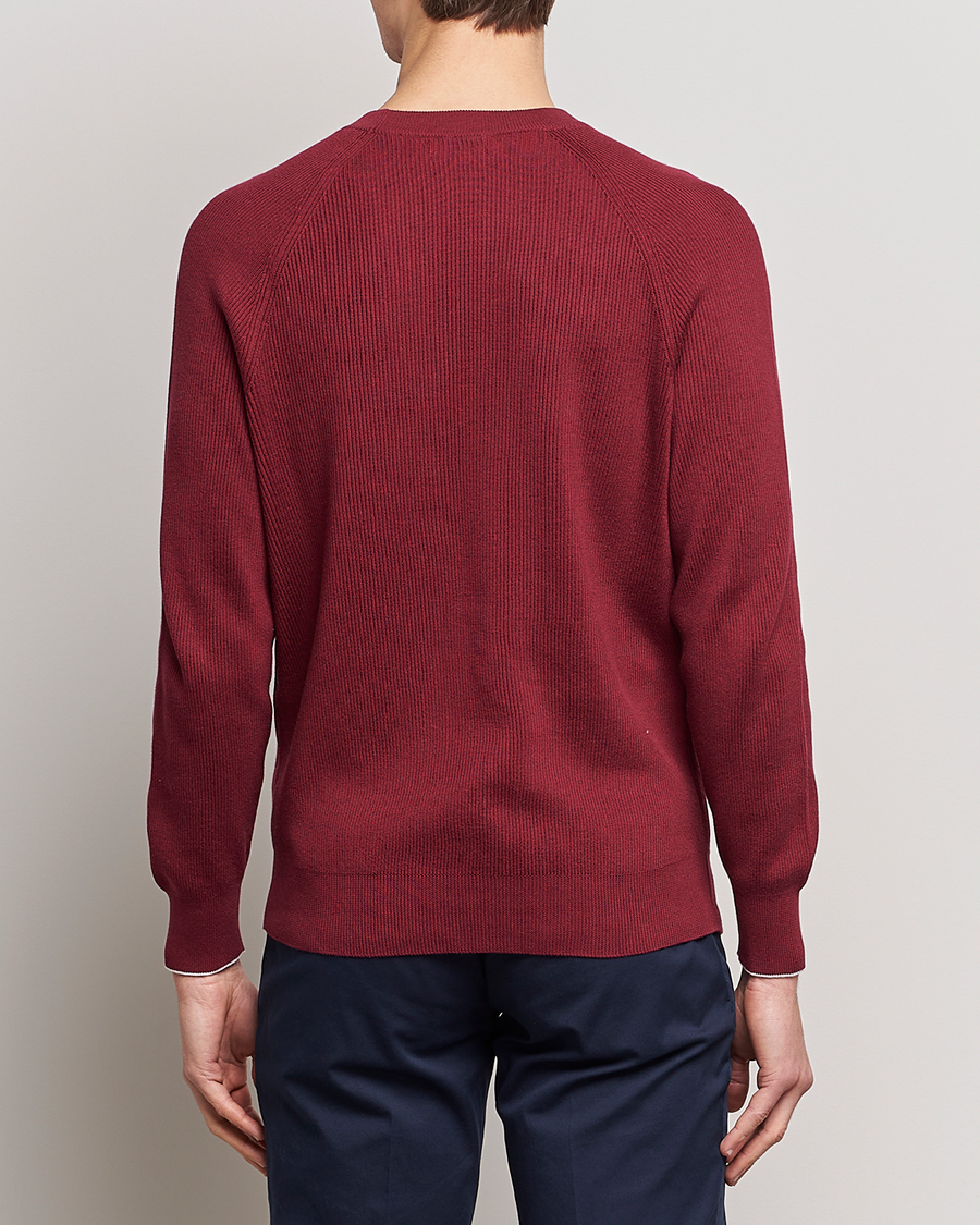 Herre | Trøjer | Brunello Cucinelli | Rib Stitch Crew Neck Sweater Burgundy