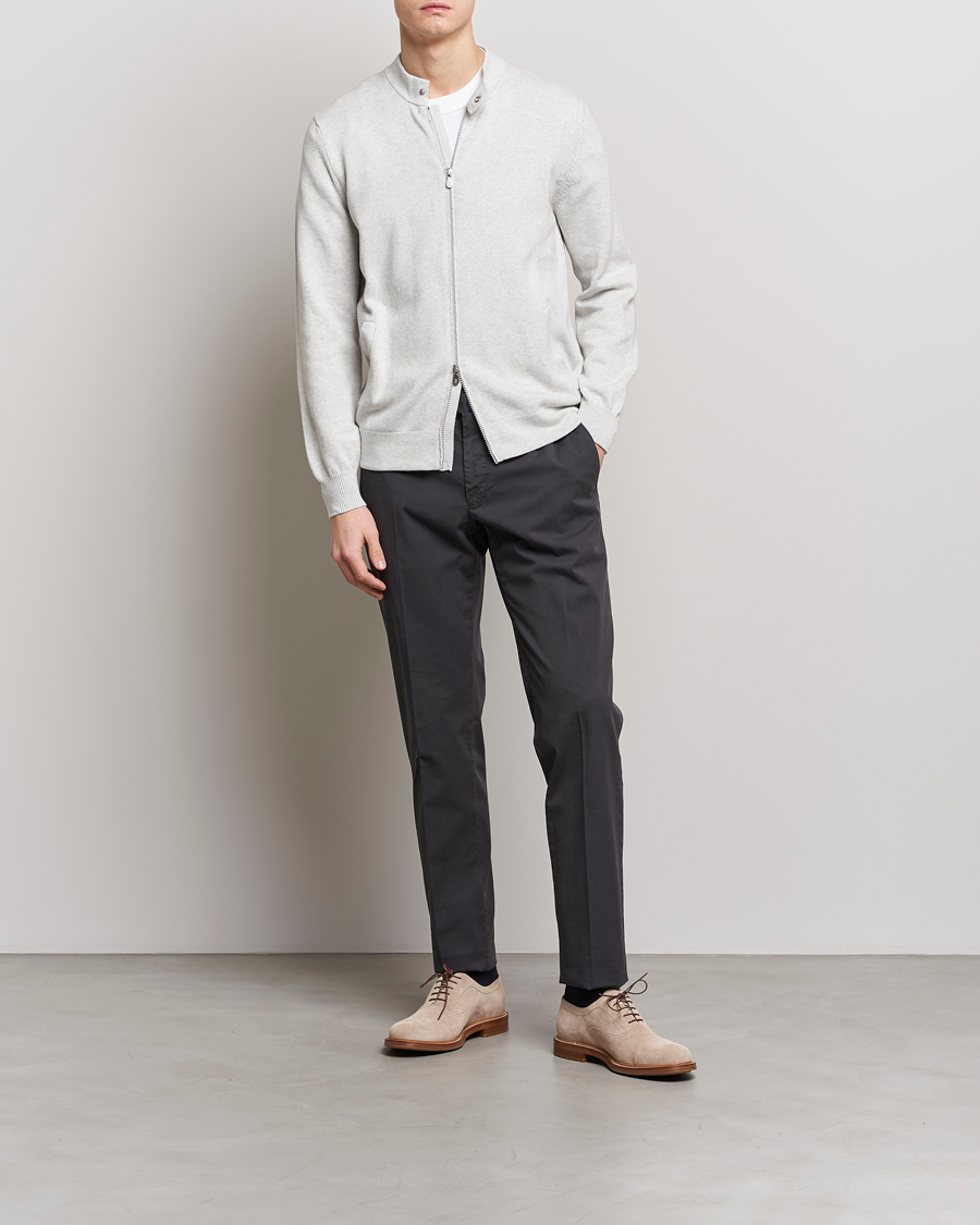 Herre | Trøjer | Brunello Cucinelli | Knitted Zip Blouson Pearl Grey