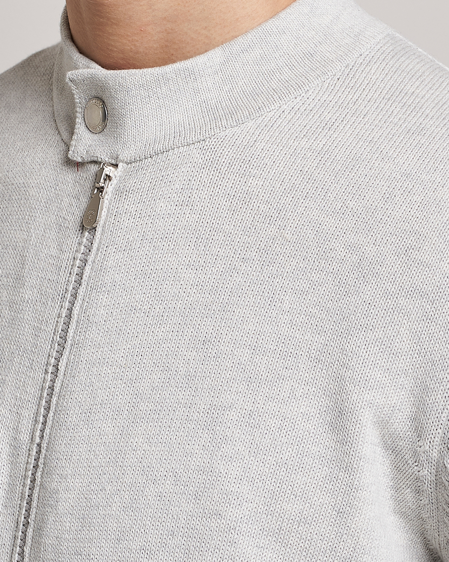 Herre | Trøjer | Brunello Cucinelli | Knitted Zip Blouson Pearl Grey