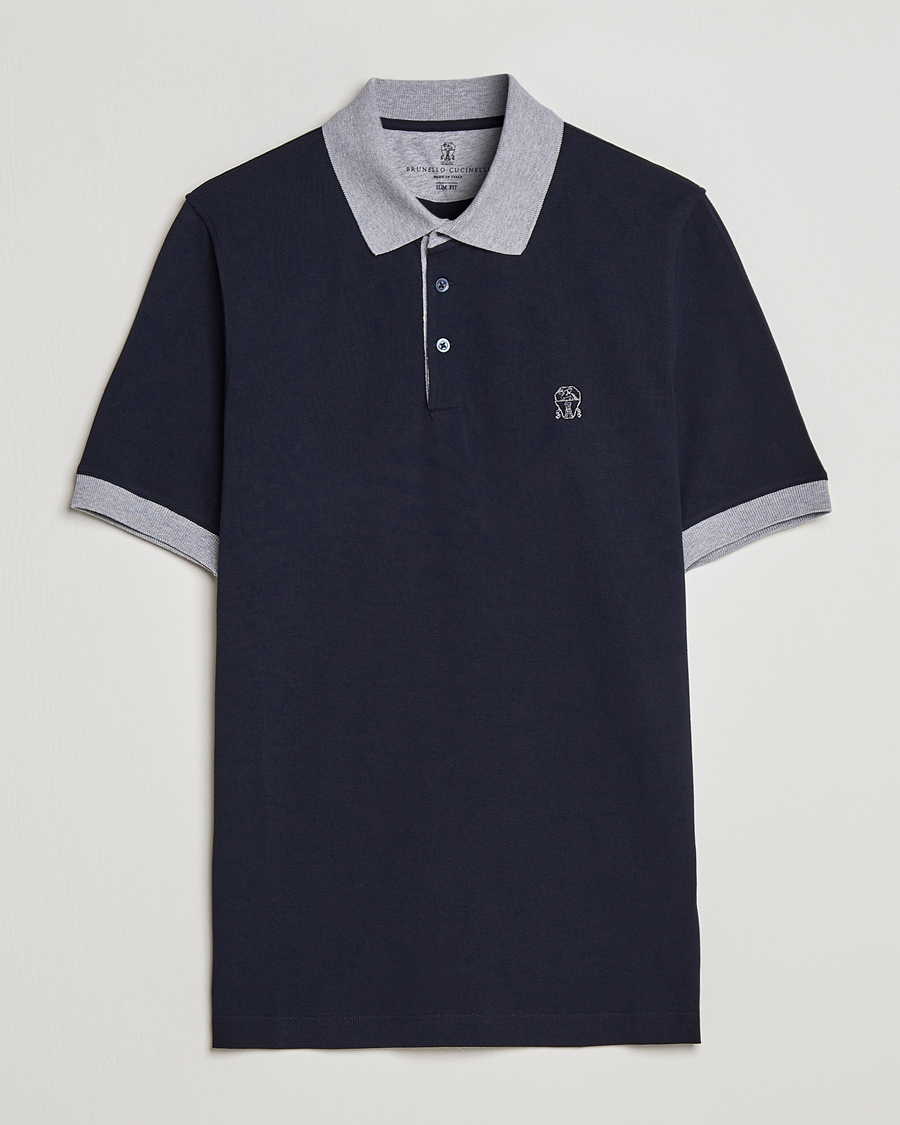 Herre | Polotrøjer | Brunello Cucinelli | Short Sleeve Polo Piquet Navy