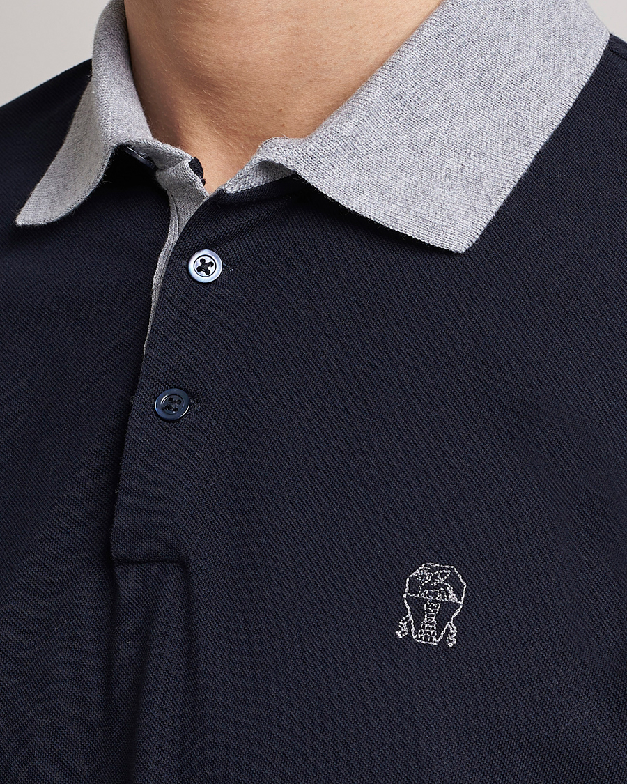 Herre | Polotrøjer | Brunello Cucinelli | Short Sleeve Polo Piquet Navy