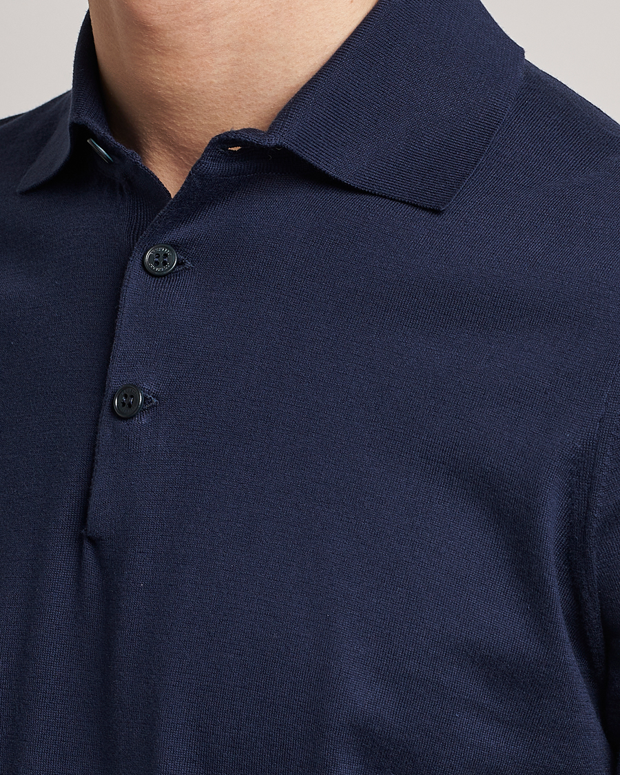Herre | Polotrøjer | Brunello Cucinelli | Short Sleeve Knitted Polo Navy