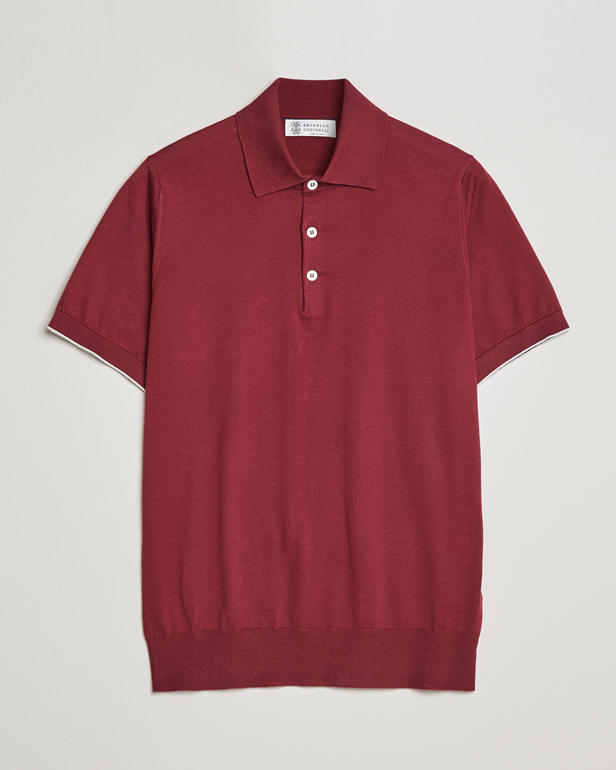Herre | Polotrøjer | Brunello Cucinelli | Short Sleeve Knitted Polo Burgundy