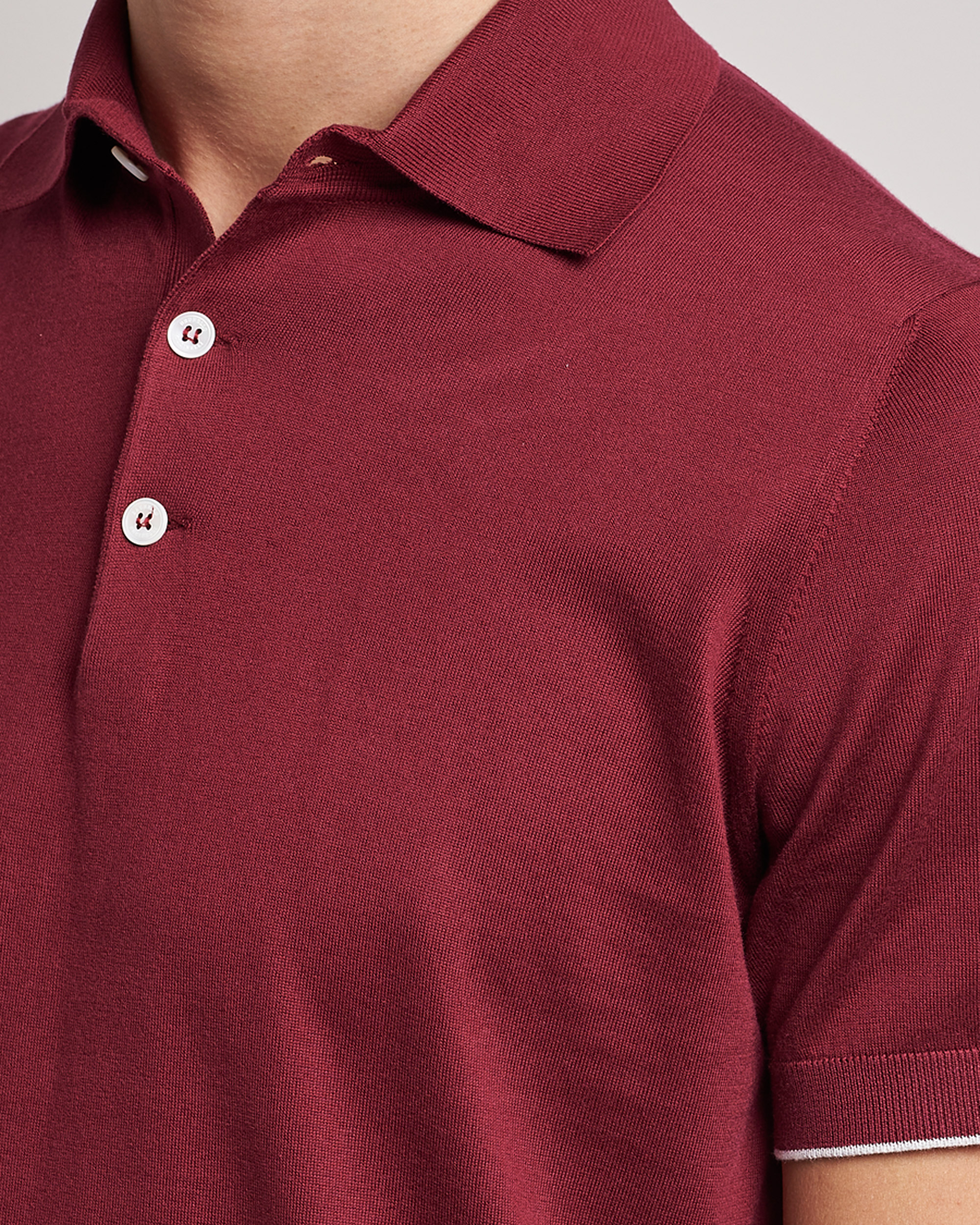 Herre | Polotrøjer | Brunello Cucinelli | Short Sleeve Knitted Polo Burgundy
