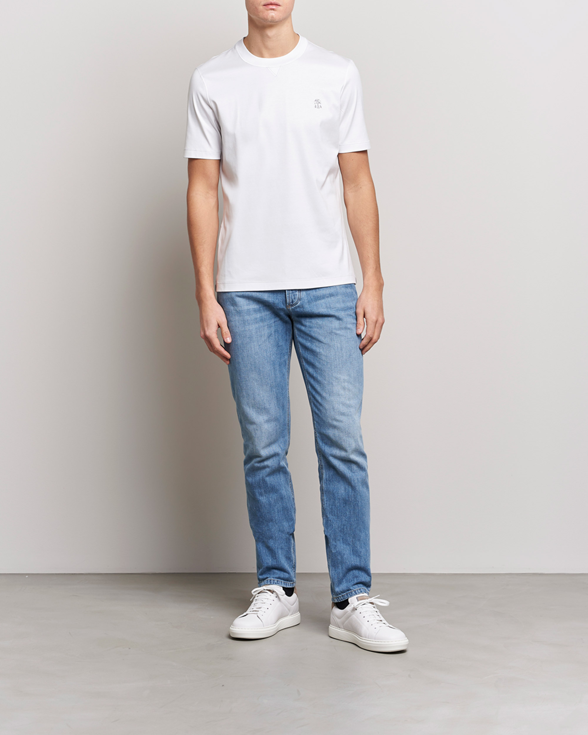 Herre | T-Shirts | Brunello Cucinelli | Short Sleeve Logo T-shirt White