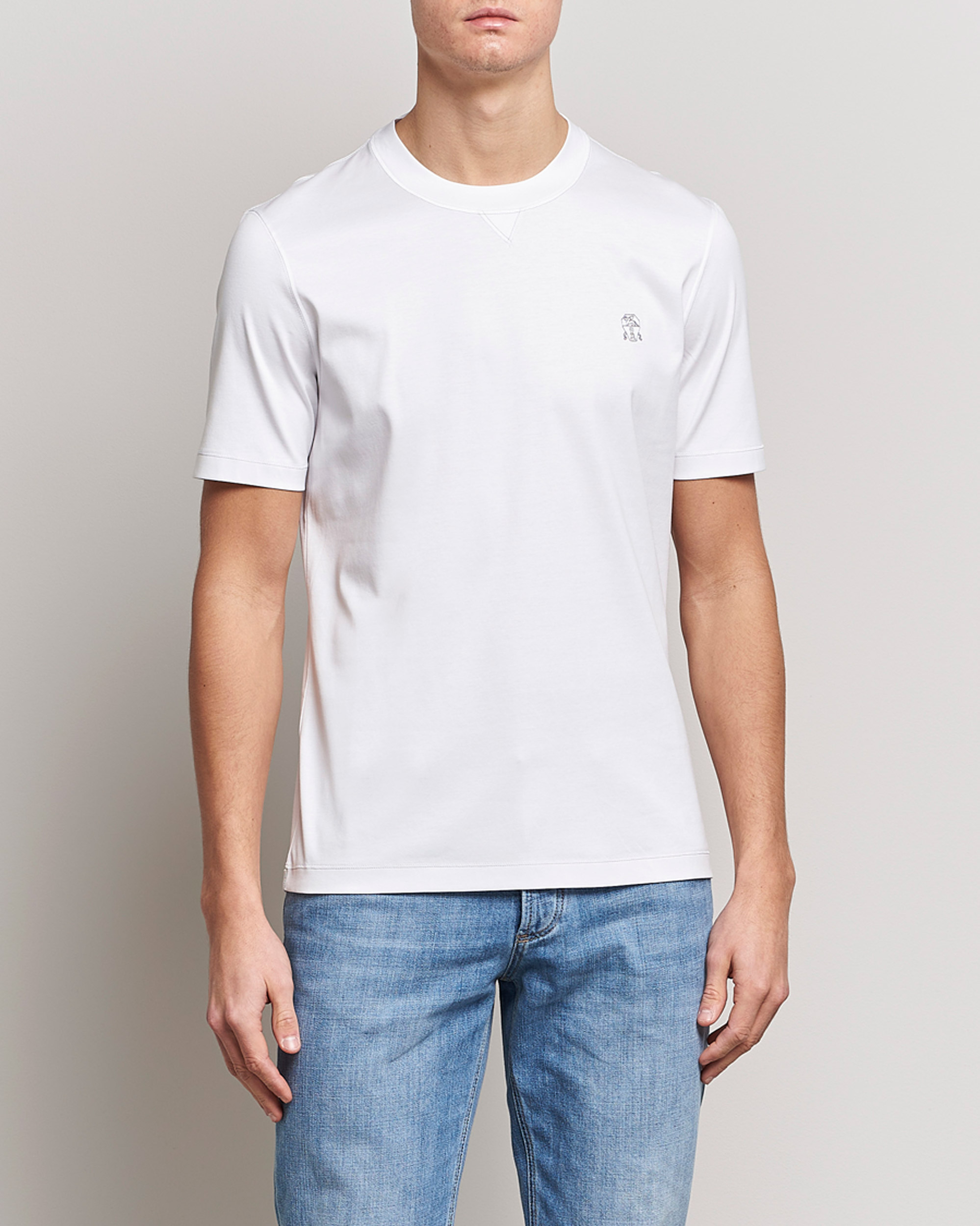 Herre | Brunello Cucinelli | Brunello Cucinelli | Short Sleeve Logo T-shirt White