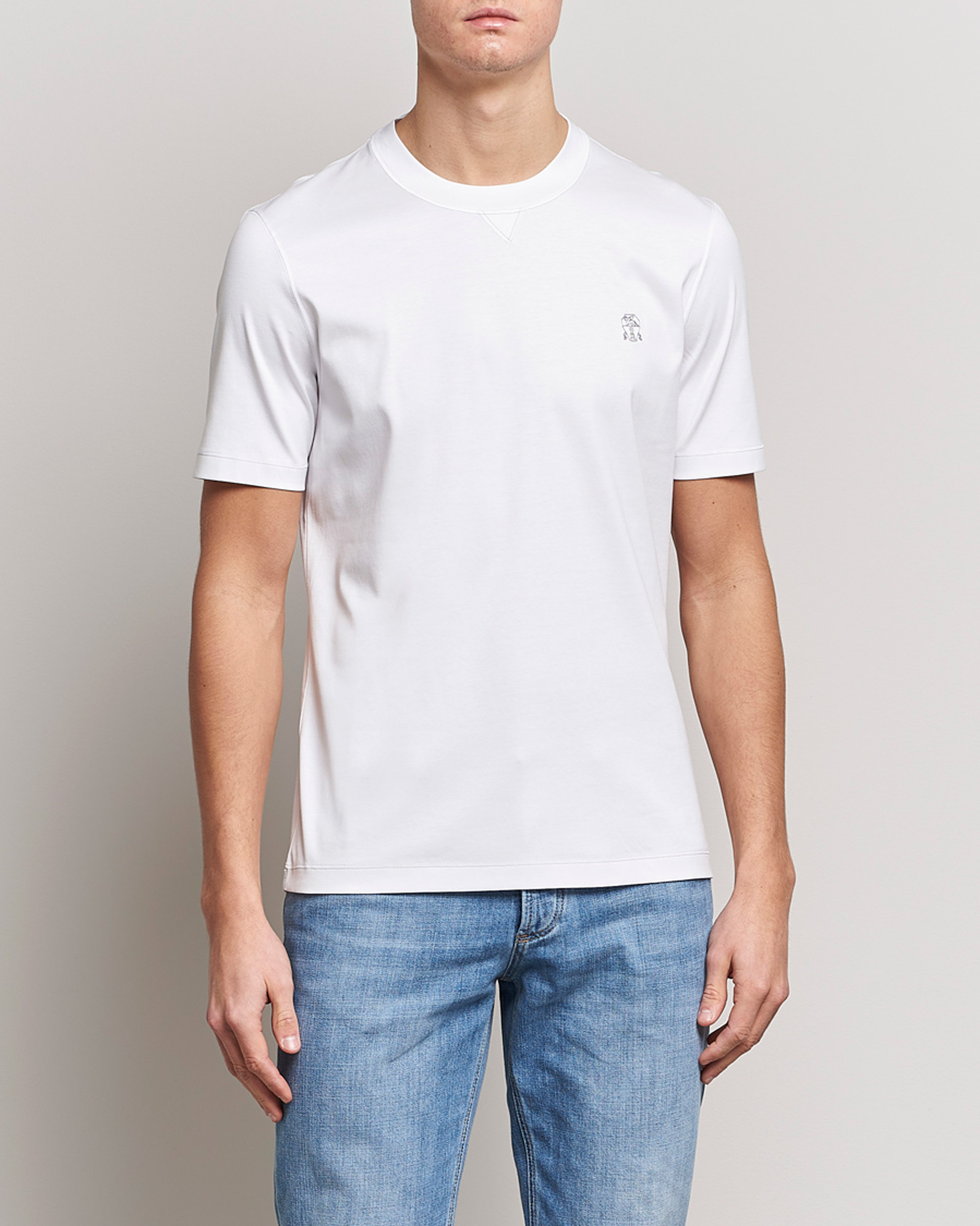 Herre | T-Shirts | Brunello Cucinelli | Short Sleeve Logo T-shirt White