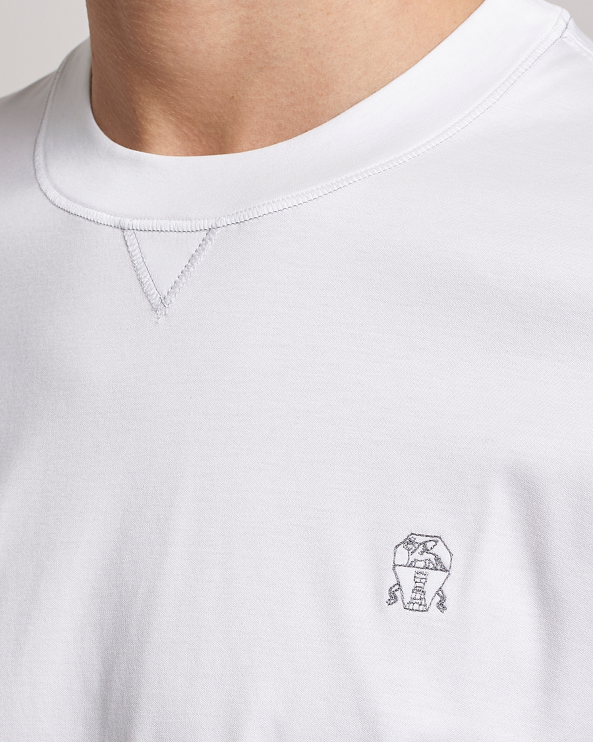 Herre | T-Shirts | Brunello Cucinelli | Short Sleeve Logo T-shirt White