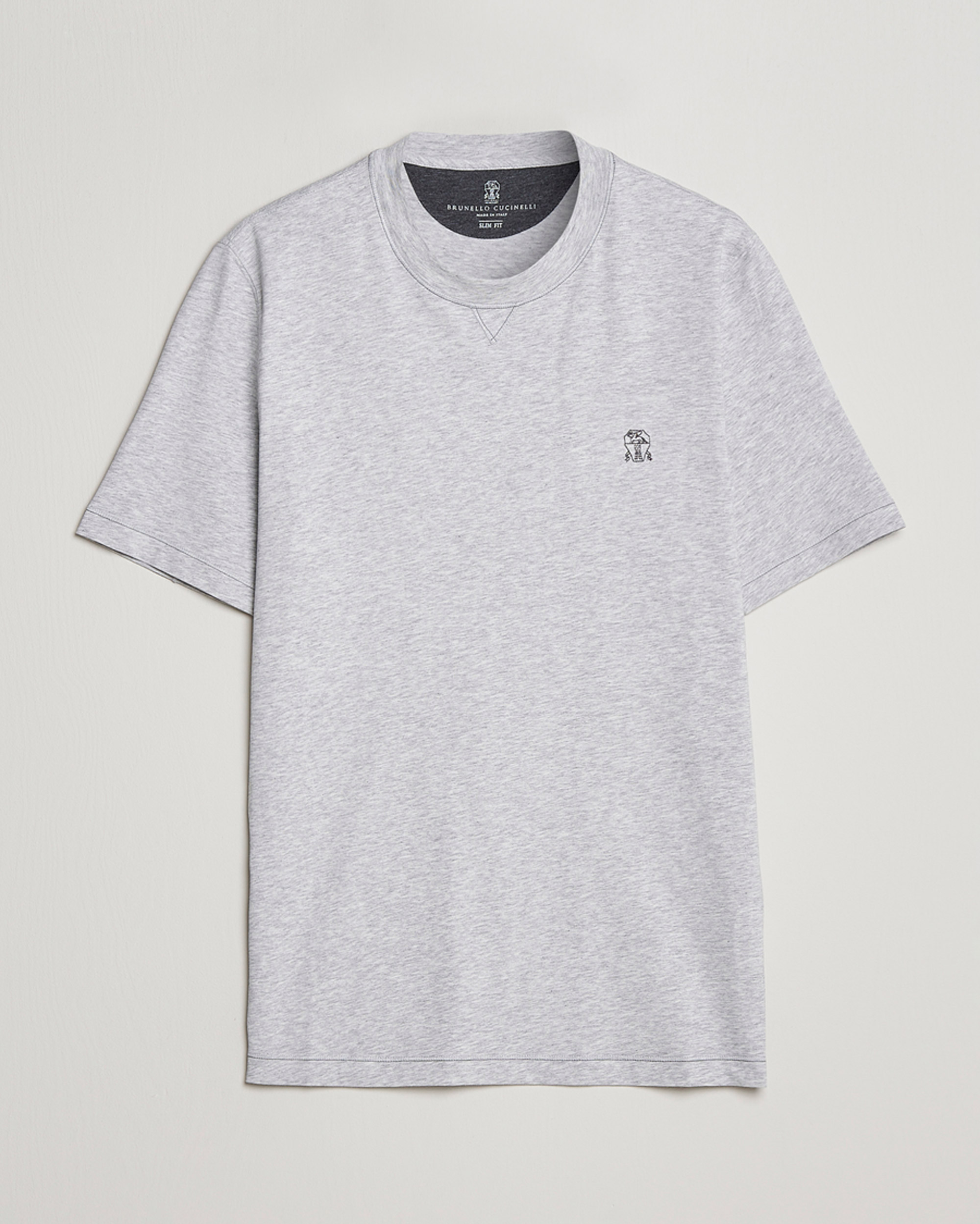 Herre | T-Shirts | Brunello Cucinelli | Short Sleeve Logo T-shirt Light Grey