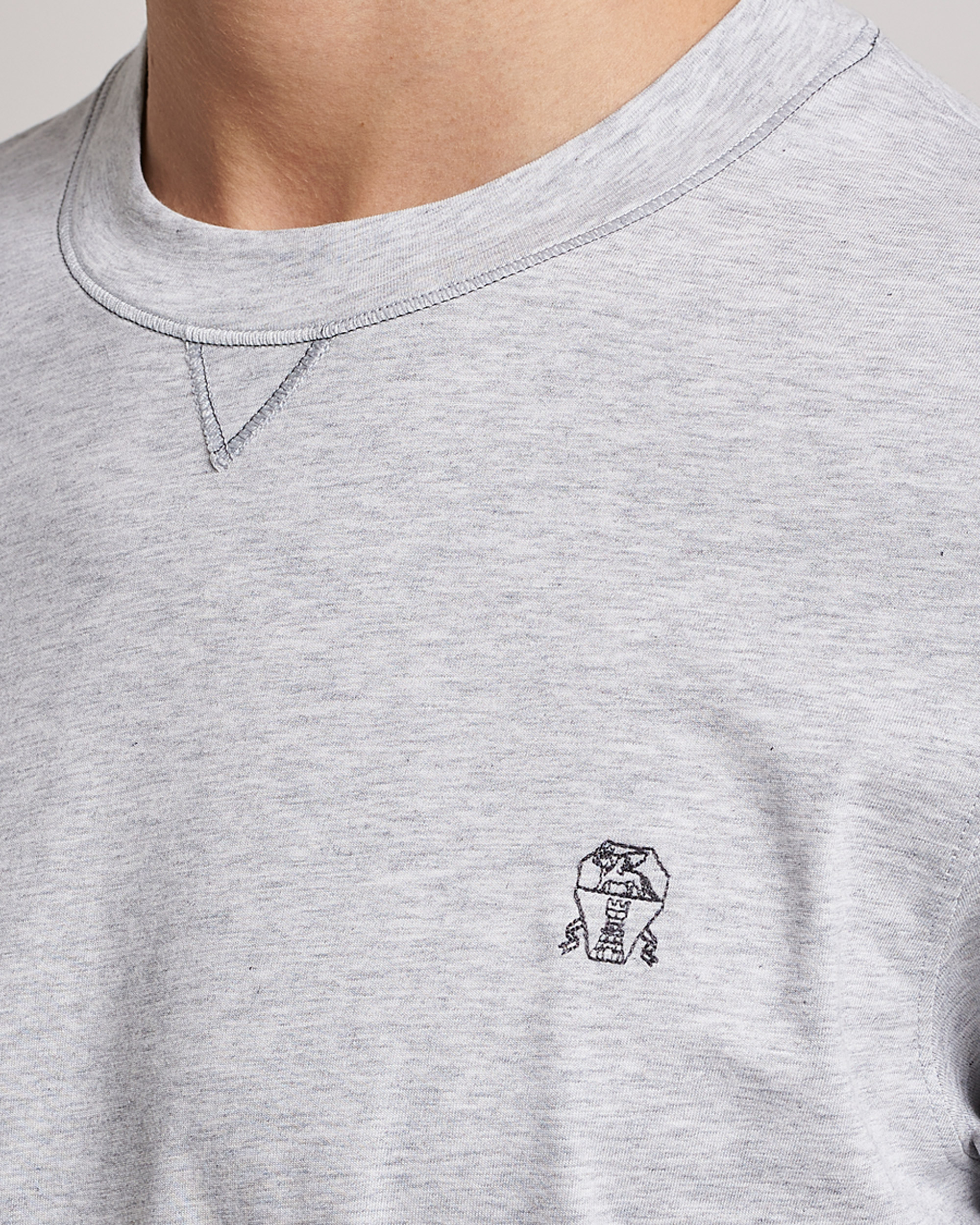 Herre | T-Shirts | Brunello Cucinelli | Short Sleeve Logo T-shirt Light Grey