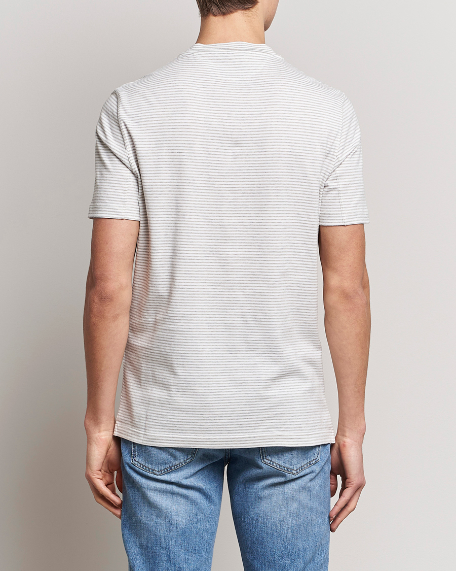 Herre | T-Shirts | Brunello Cucinelli | Short Sleeve Striped T-Shirt Light Grey