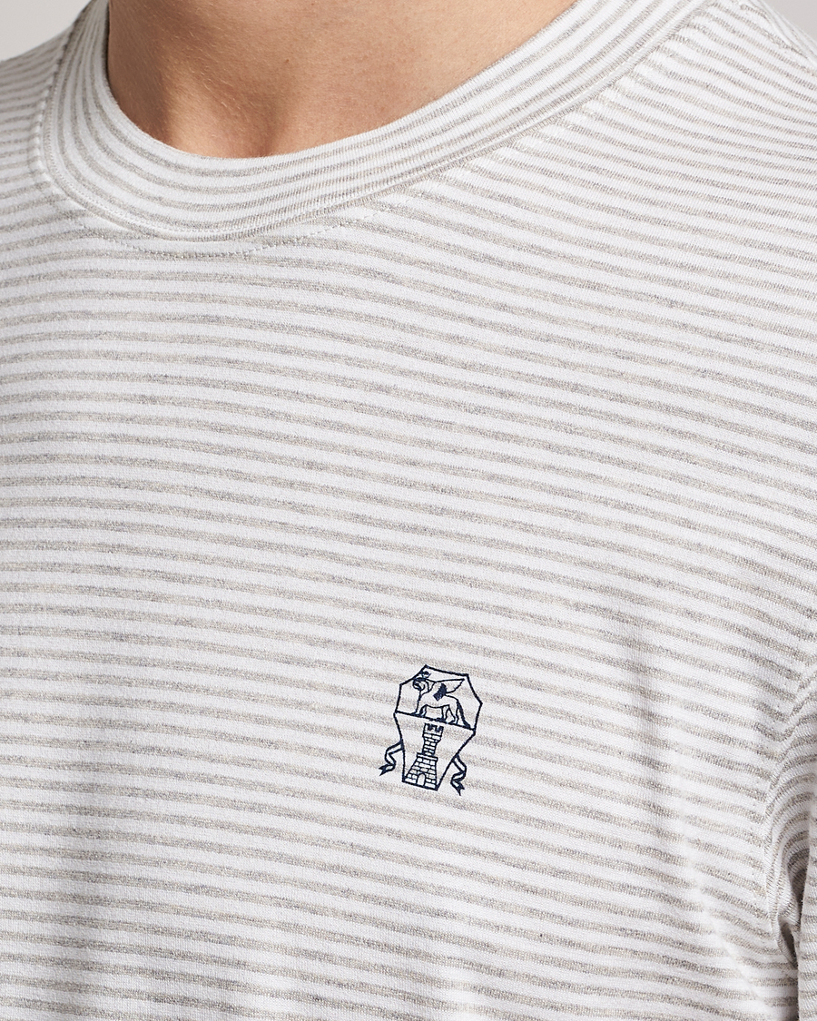 Herre | T-Shirts | Brunello Cucinelli | Short Sleeve Striped T-Shirt Light Grey