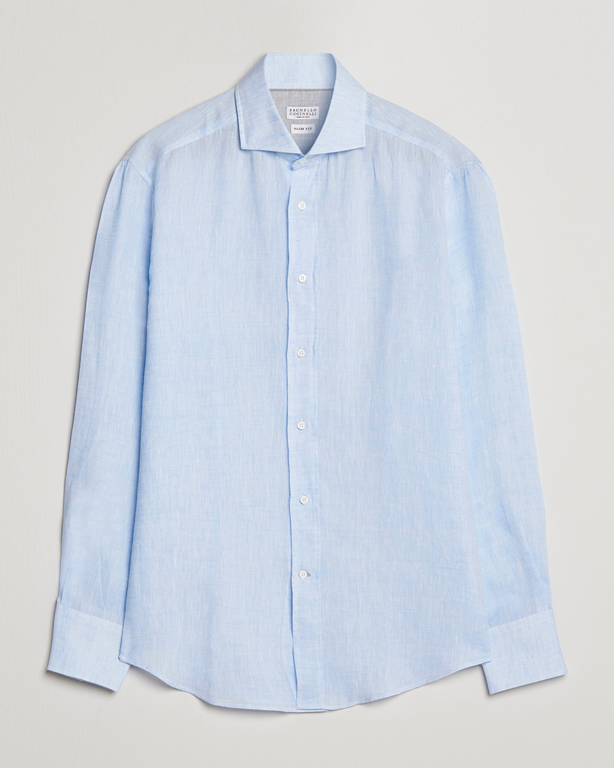 Herre | Skjorter | Brunello Cucinelli | Slim Fit Linen Sport Shirt Light Blue