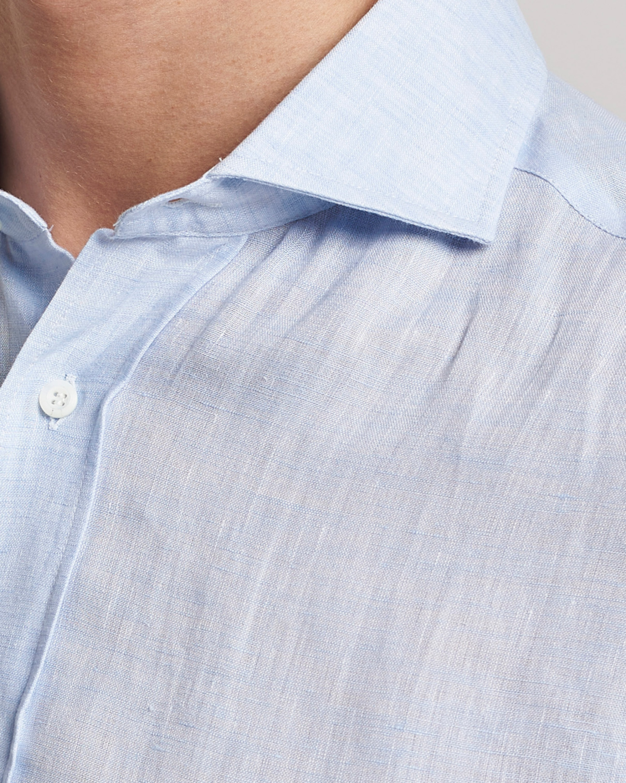 Herre | Skjorter | Brunello Cucinelli | Slim Fit Linen Sport Shirt Light Blue