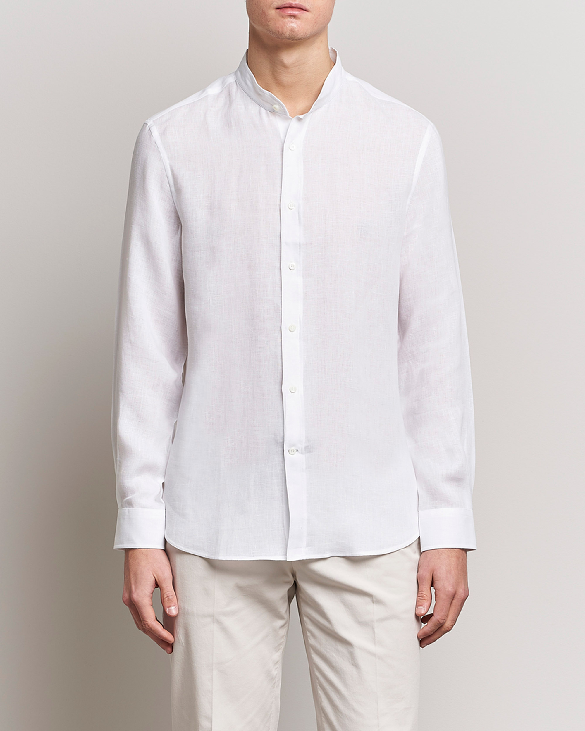 Herre | Hørskjorter | Brunello Cucinelli | Linen Guru Collar Shirt White
