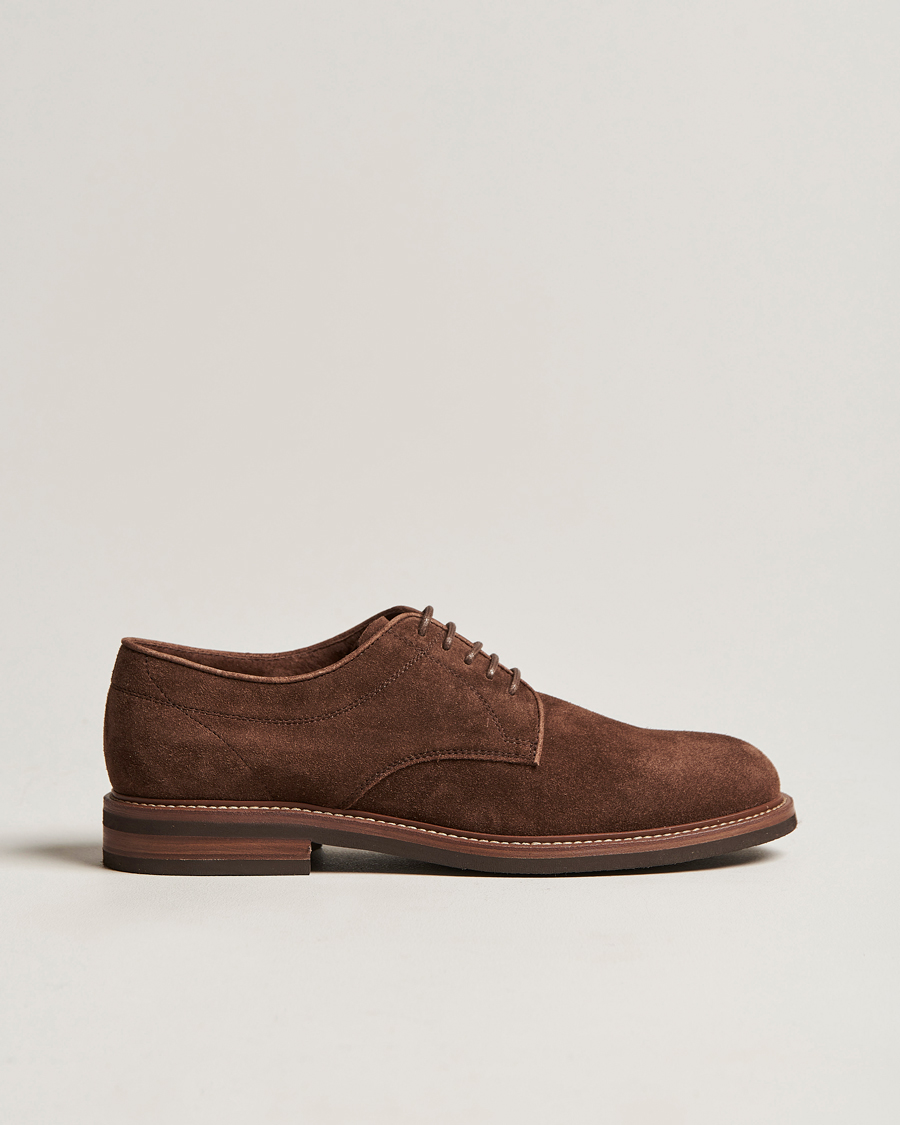 Herre | Brunello Cucinelli Plain Toe Derby Dark Brown Suede | Brunello Cucinelli | Plain Toe Derby Dark Brown Suede