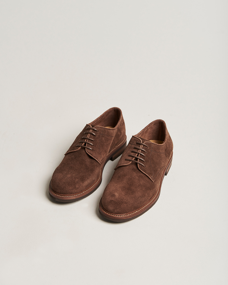 Herre | Brunello Cucinelli Plain Toe Derby Dark Brown Suede | Brunello Cucinelli | Plain Toe Derby Dark Brown Suede