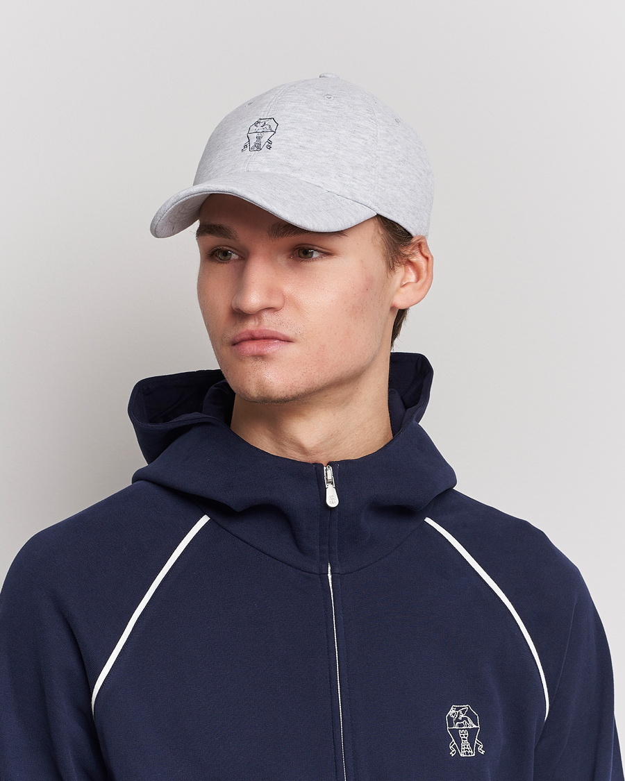 Herre | Brunello Cucinelli Peach Baseball Cap Light Grey | Brunello Cucinelli | Peach Baseball Cap Light Grey