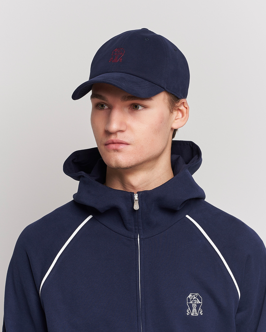Herre | Brunello Cucinelli Peach Baseball Cap Navy | Brunello Cucinelli | Peach Baseball Cap Navy