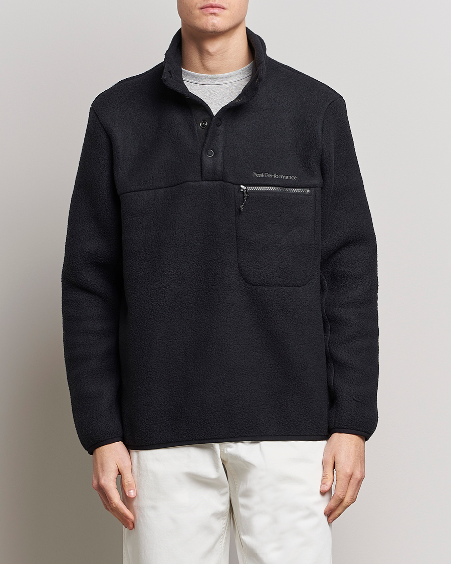 Herre | Fleecetrøjer | Peak Performance | Fleece Snap Sweater Black