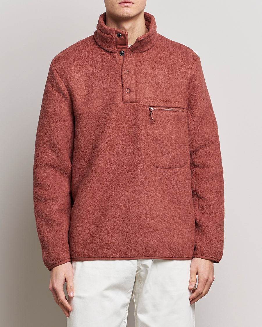 Herre | Fleecetrøjer | Peak Performance | Fleece Snap Sweater Classic Clay