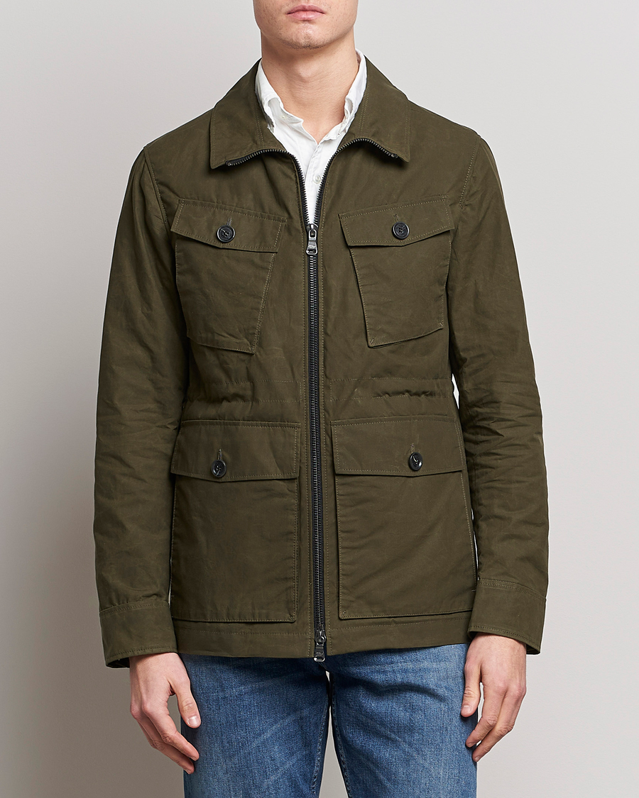 Herre | Field jackets | Oscar Jacobson | Balder Waxed Field Jacket Dark Green