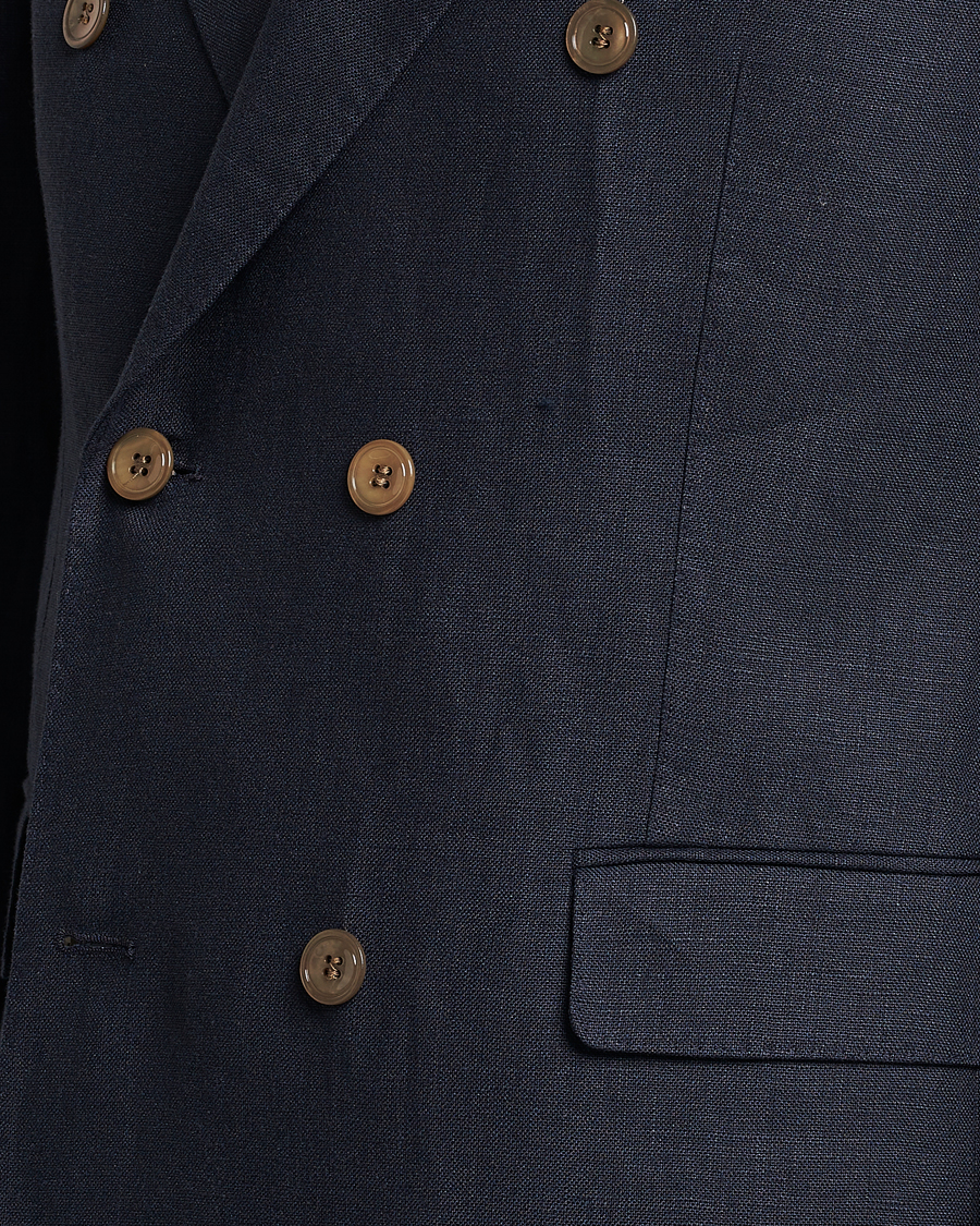 Herre | Blazere & jakker | Oscar Jacobson | Farris Double Breasted Linen Blazer Navy