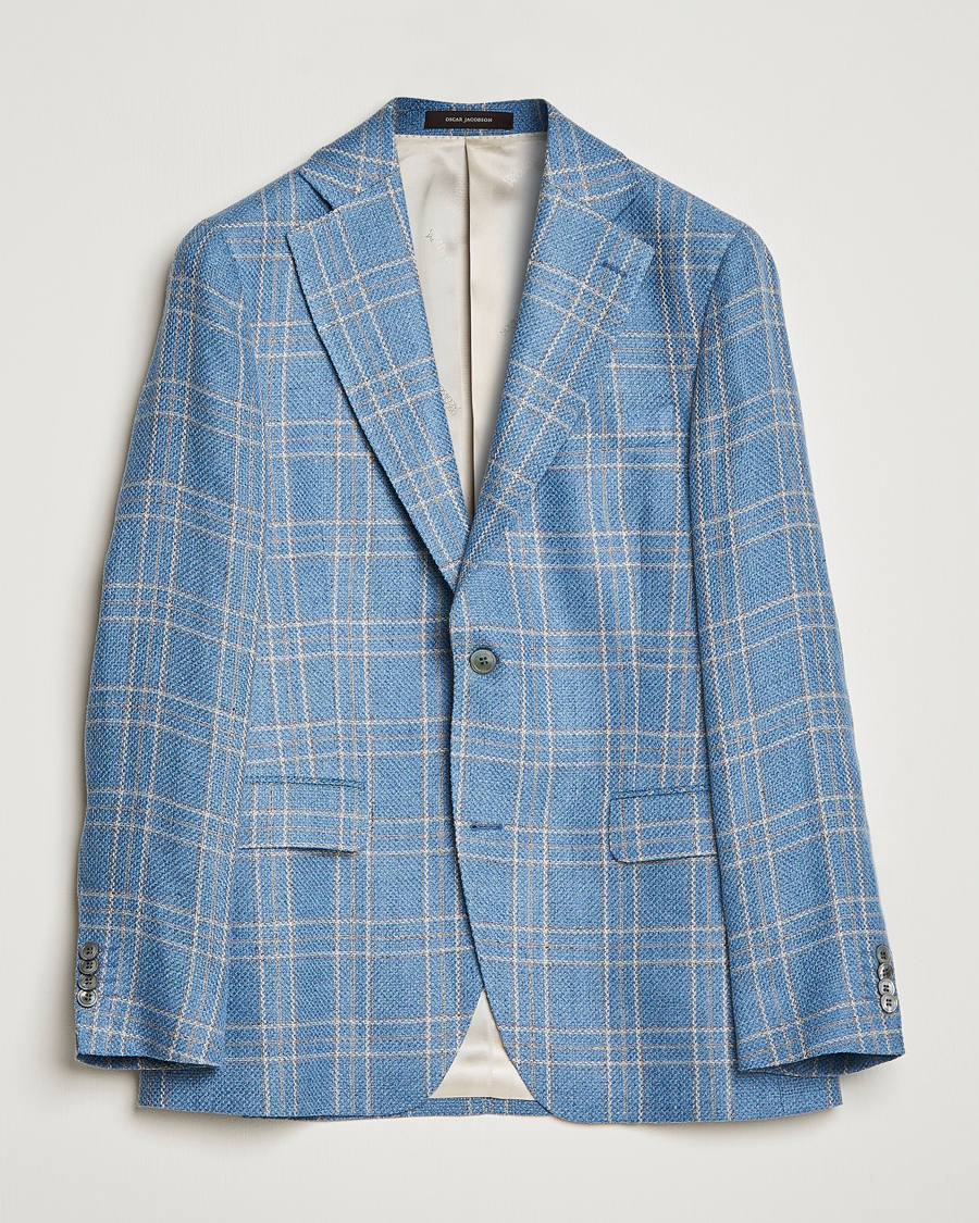 Herre | Blazere & jakker | Oscar Jacobson | Fogerty Soft Cotton/Linen/Wool Blazer Light Blue