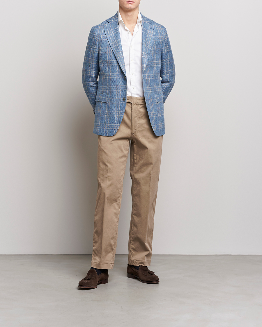 Herre | Blazere & jakker | Oscar Jacobson | Fogerty Soft Cotton/Linen/Wool Blazer Light Blue